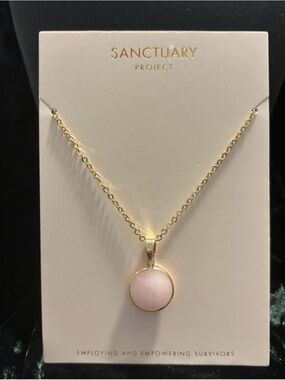 Sanctuary Project Gold-Tone Necklace with Pale Pink Pendant